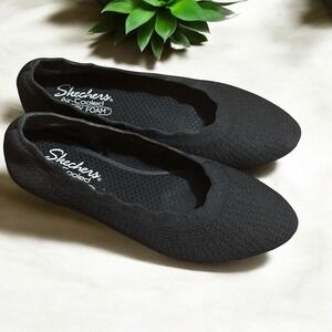Skechers Cleo 2.0 Air Cooled Memory Foam Knit‎ Flats Black Size 9